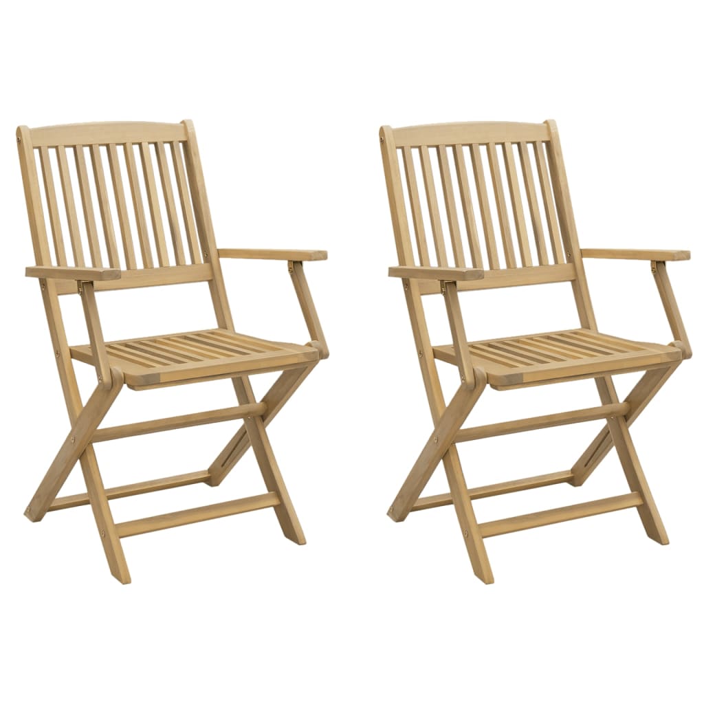 Solid Acacia Wood Folding Garden Chairs 2pcs - 58x54.5x90 cm