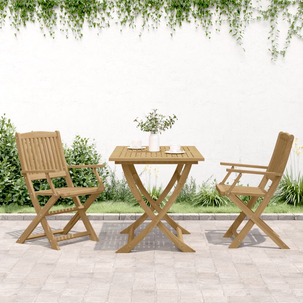Solid Acacia Wood Folding Garden Chairs 2pcs - 58x54.5x90 cm