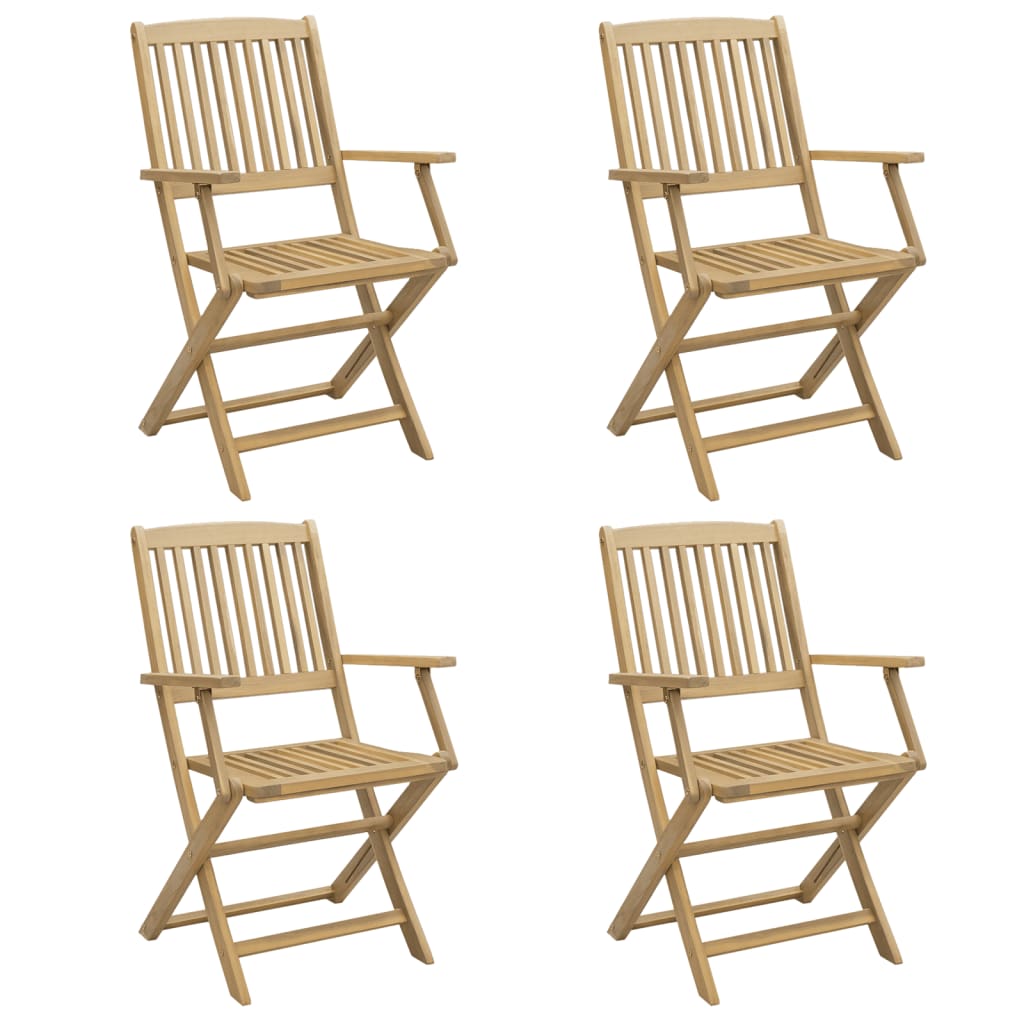 4-Piece Acacia Wood Folding Garden Chairs - 57.5x54.5x90 cm