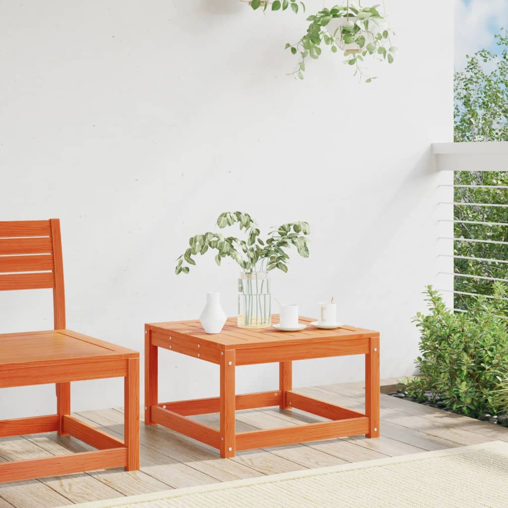 Solid Wood Pine Garden Footstool in Wax Brown Finish