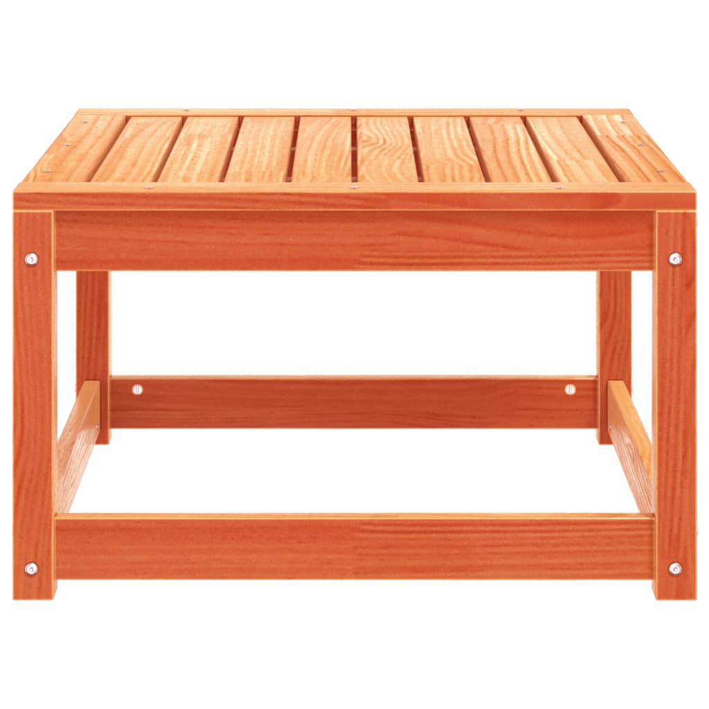 Solid Wood Pine Garden Footstool in Wax Brown Finish