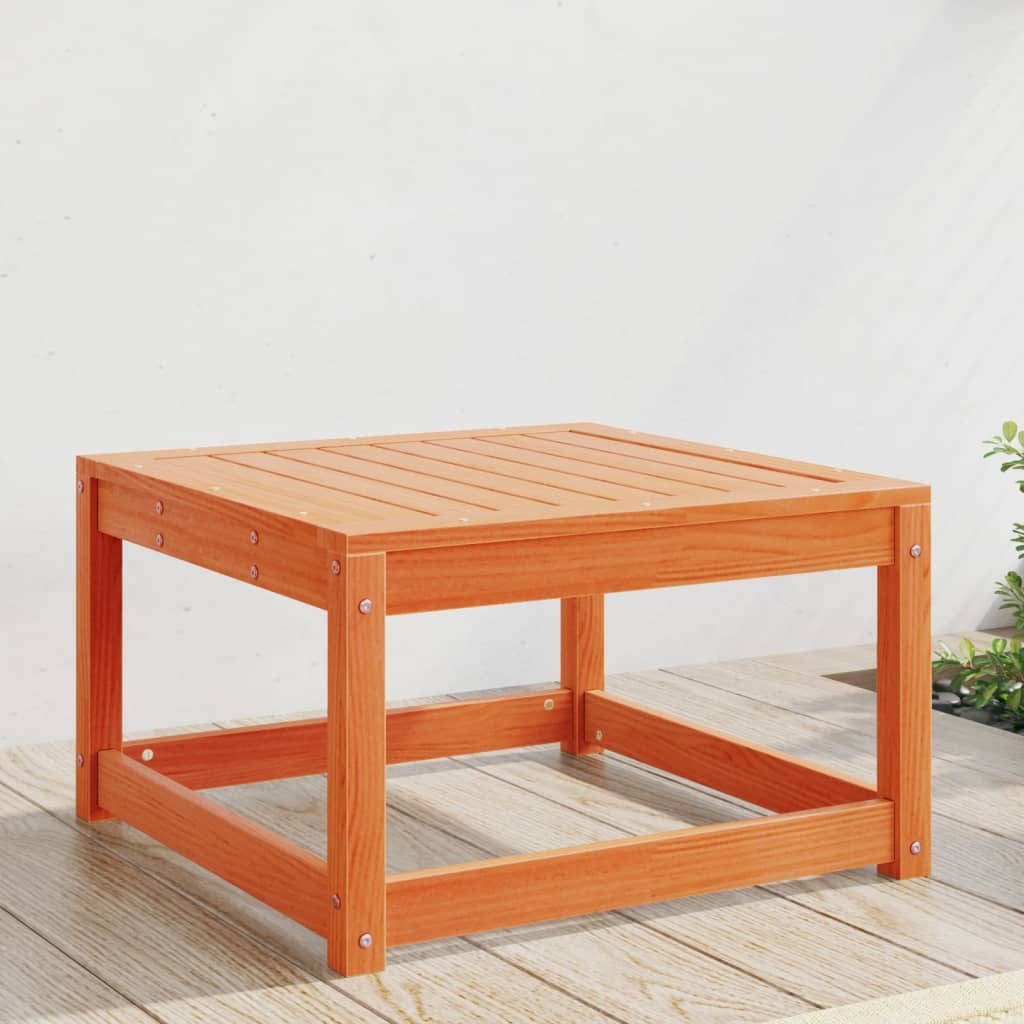 Solid Wood Pine Garden Footstool in Wax Brown Finish