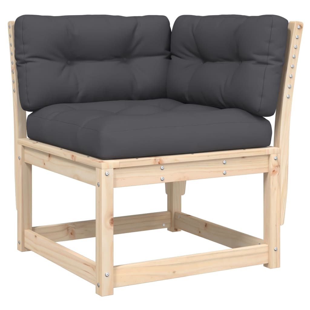 Solid Wood Pine Garden Sofa Corner with Cushions, 73x73x78 cm