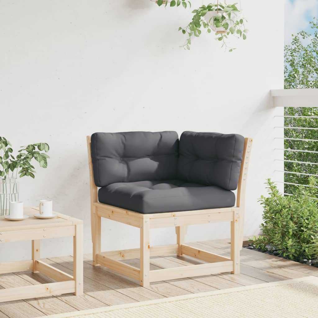 Solid Wood Pine Garden Sofa Corner with Cushions, 73x73x78 cm