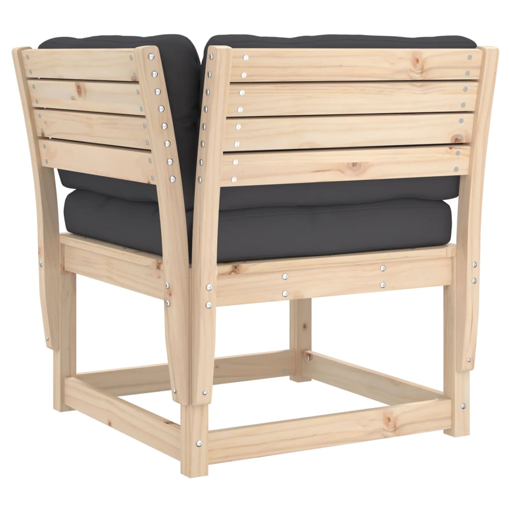 Solid Wood Pine Garden Sofa Corner with Cushions, 73x73x78 cm