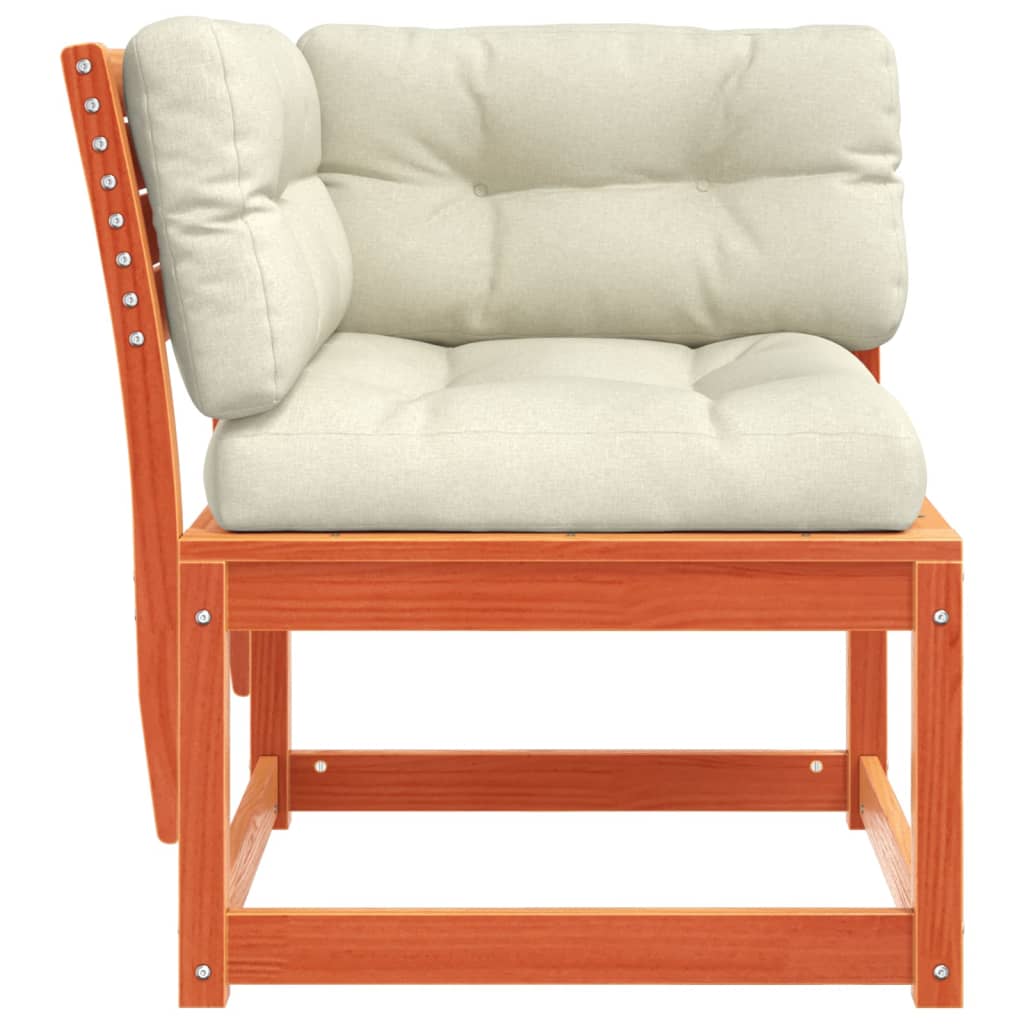 Solid Pine Garden Sofa Corner with Cushions - Wax Brown 73x73x78 cm