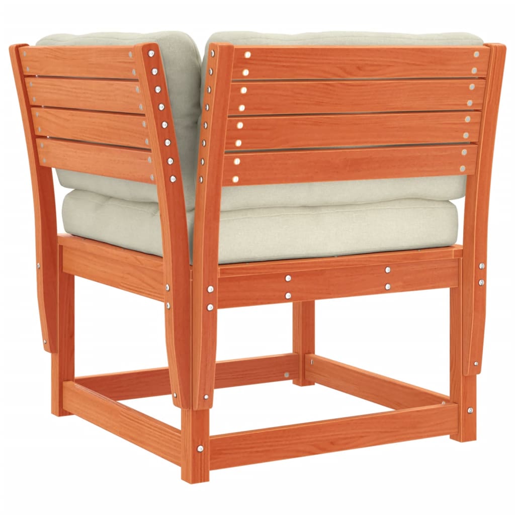 Solid Pine Garden Sofa Corner with Cushions - Wax Brown 73x73x78 cm