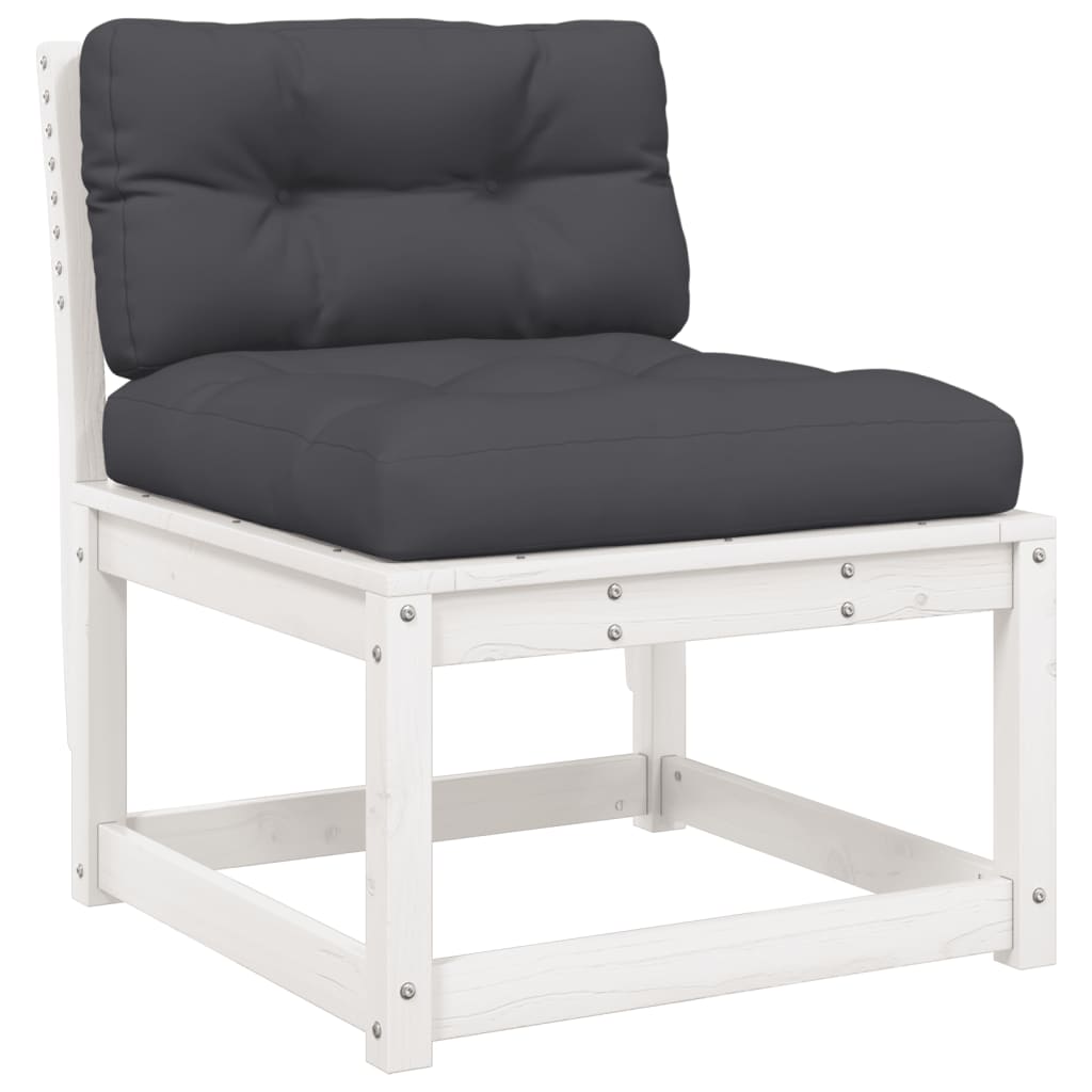 White Solid Pine Wood Garden Sofa with Cushions