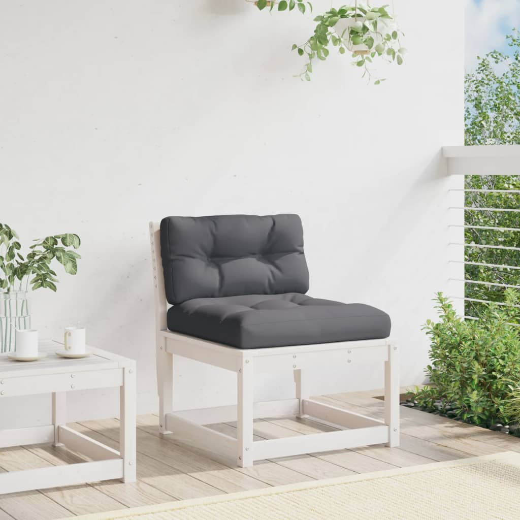 White Solid Pine Wood Garden Sofa with Cushions