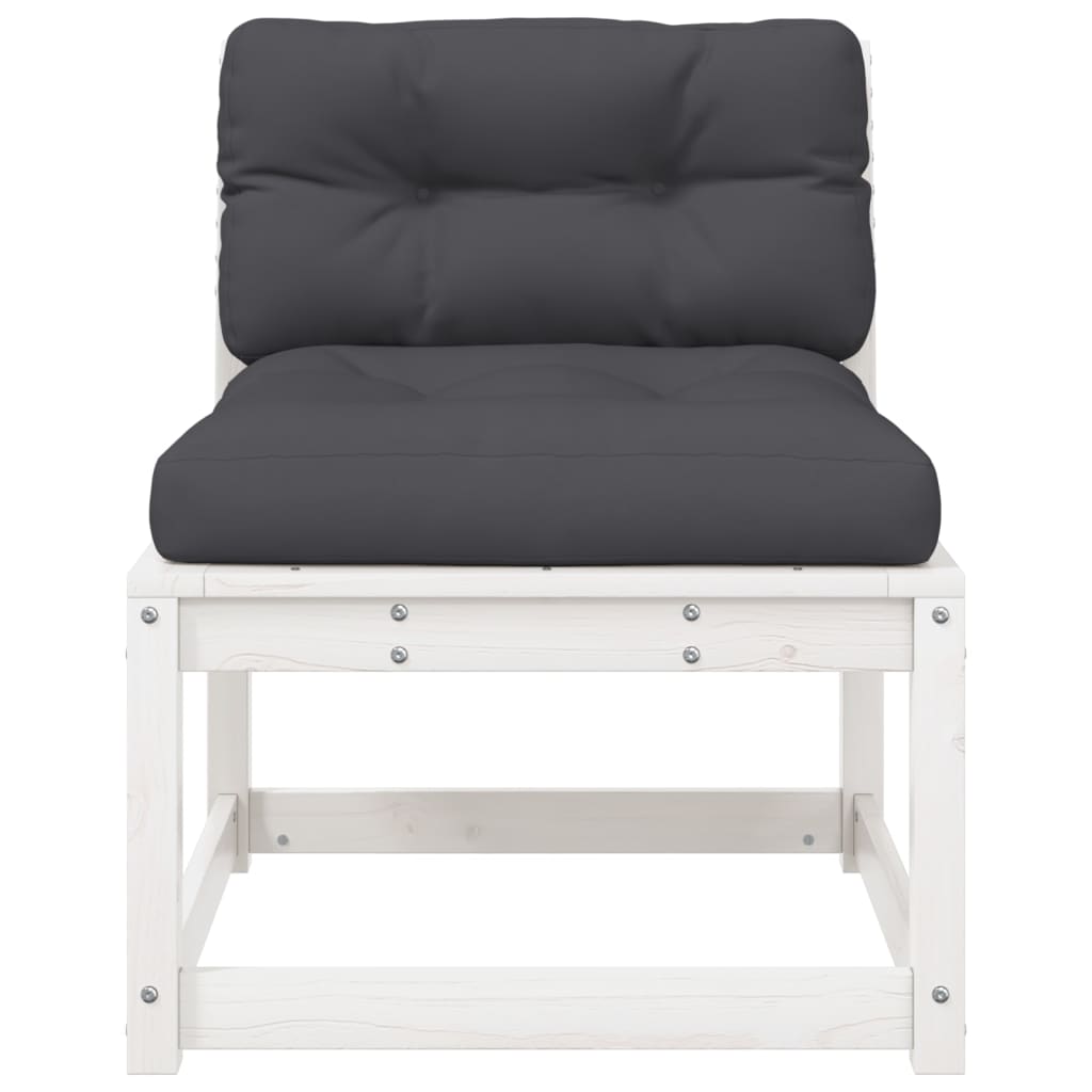 White Solid Pine Wood Garden Sofa with Cushions