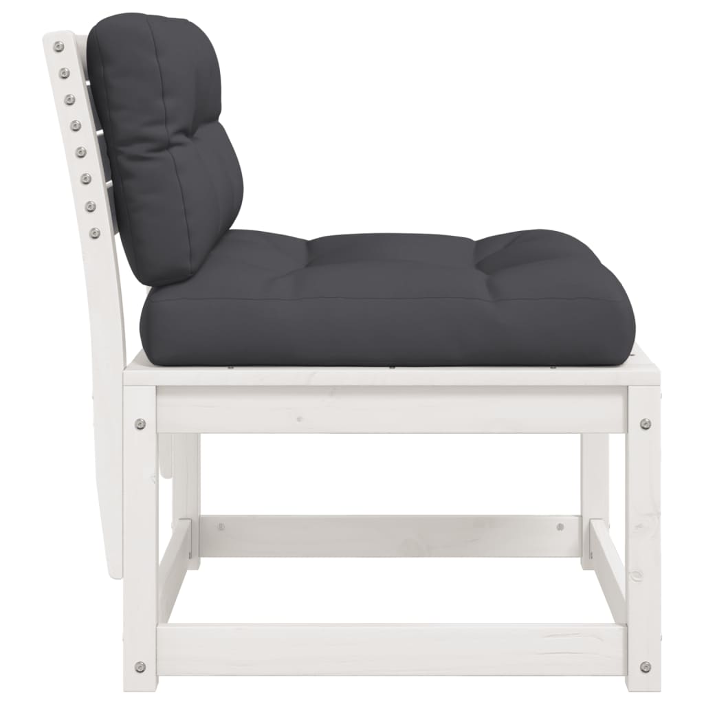 White Solid Pine Wood Garden Sofa with Cushions