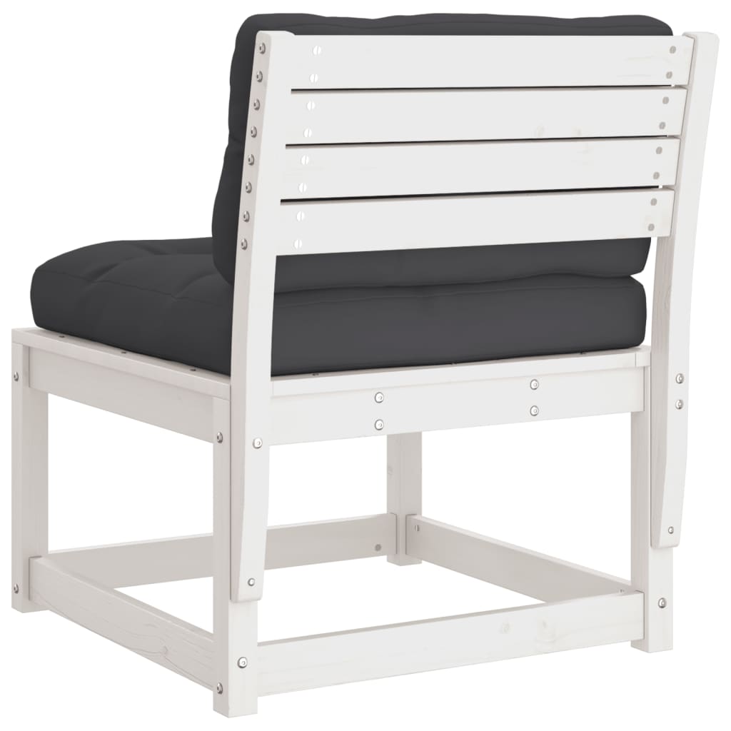 White Solid Pine Wood Garden Sofa with Cushions