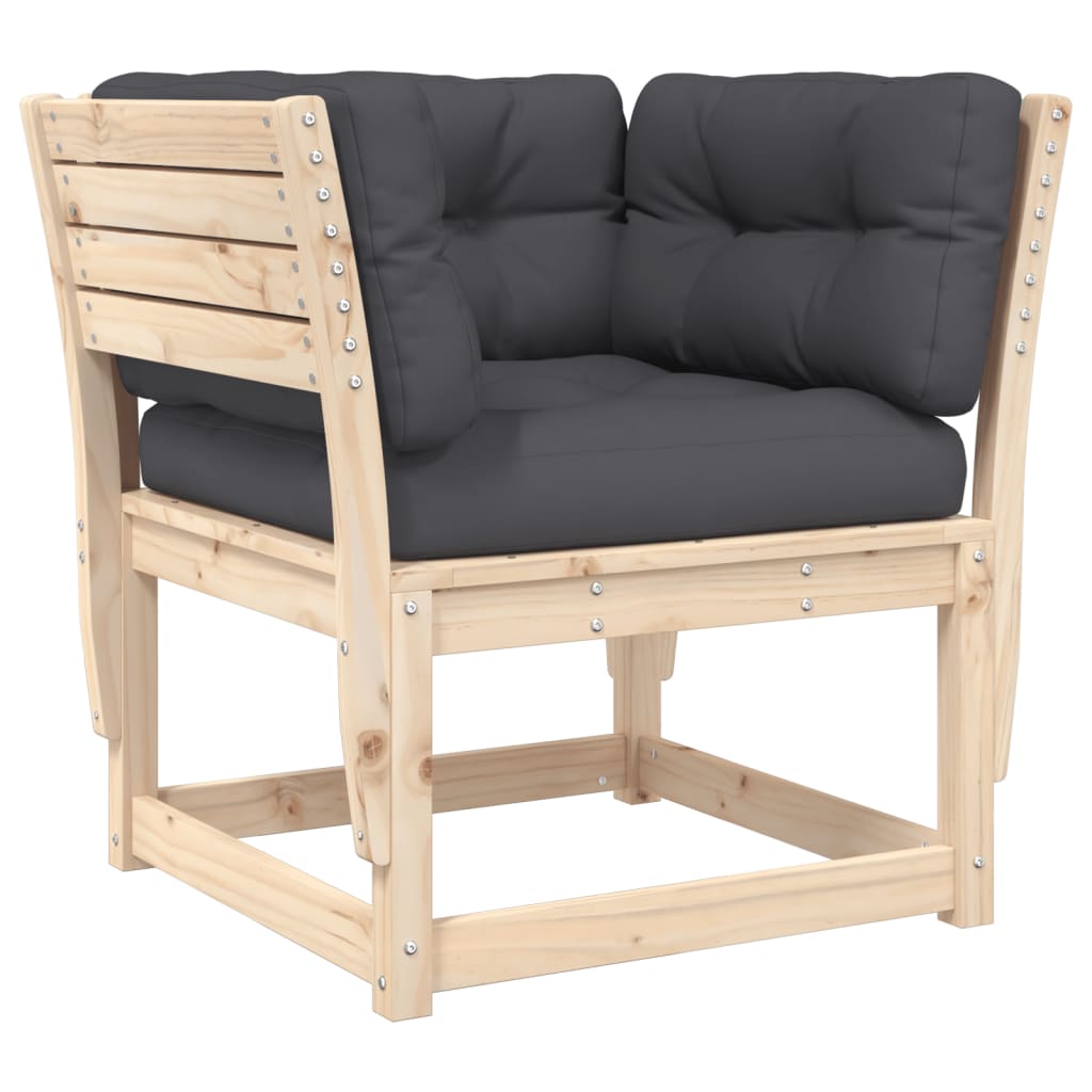Solid Pine Garden Sofa with Cushions - Stylish Wood Armrest