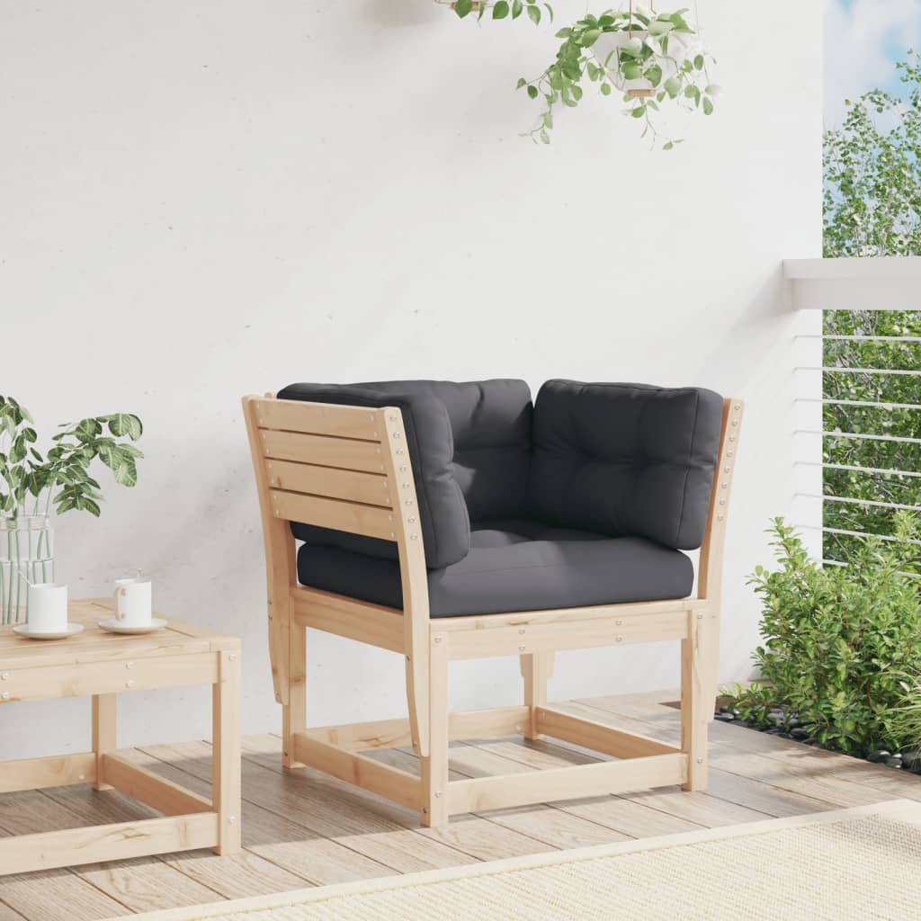 Solid Pine Garden Sofa with Cushions - Stylish Wood Armrest