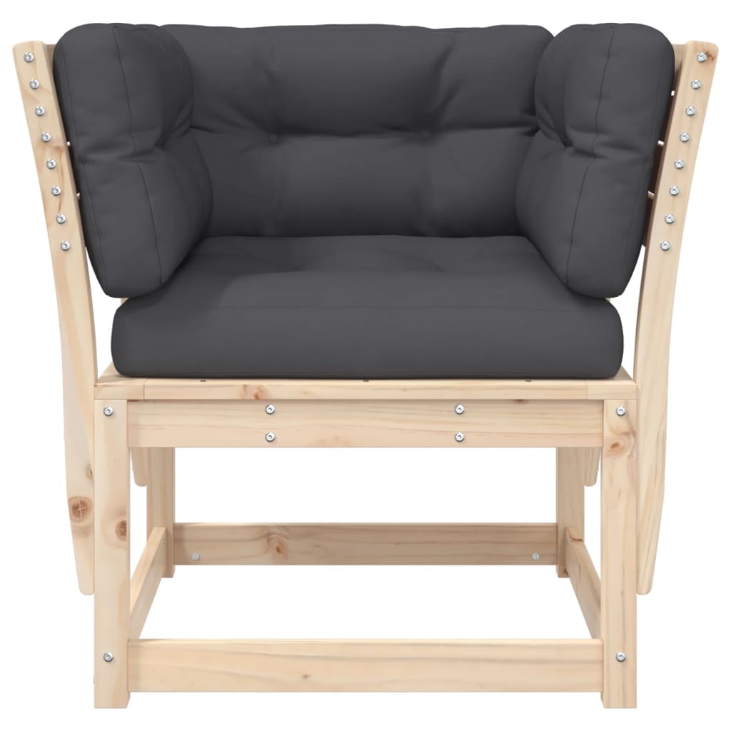 Solid Pine Garden Sofa with Cushions - Stylish Wood Armrest