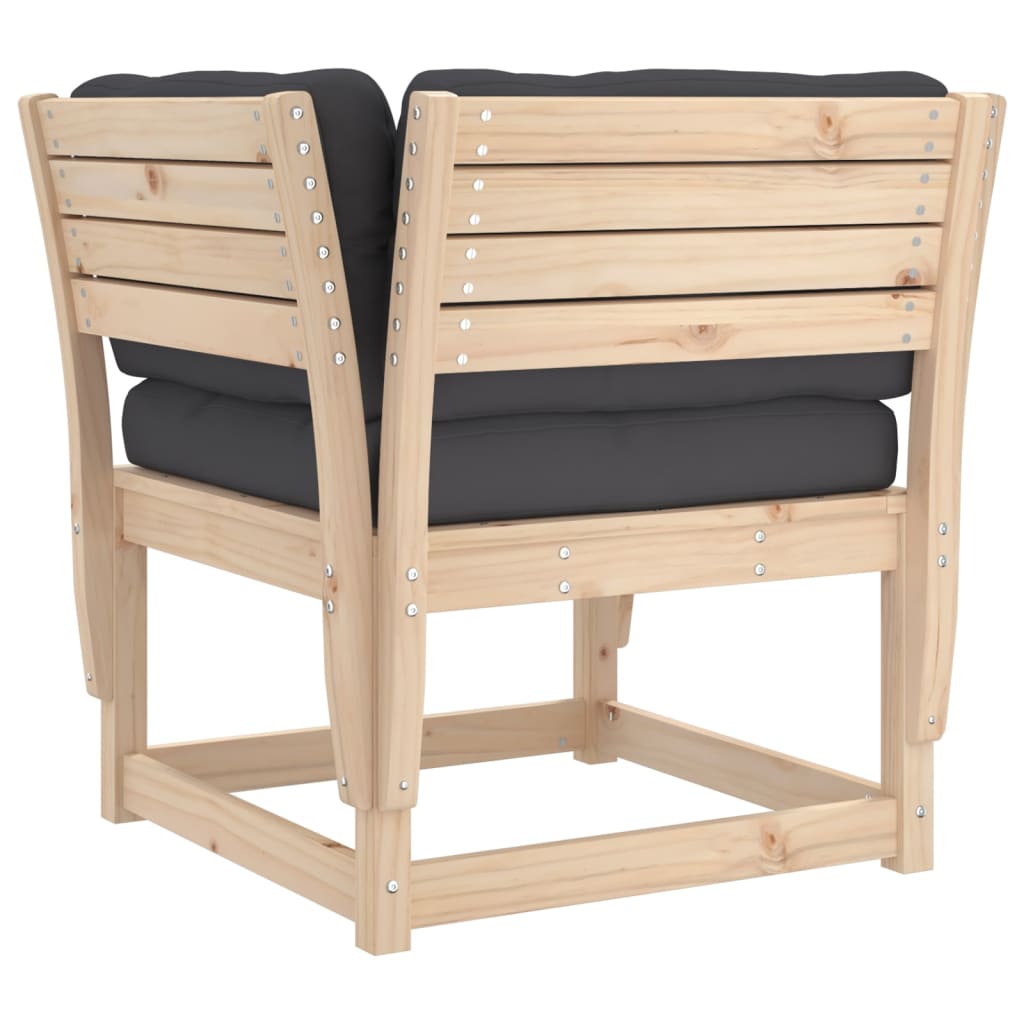 Solid Pine Garden Sofa with Cushions - Stylish Wood Armrest