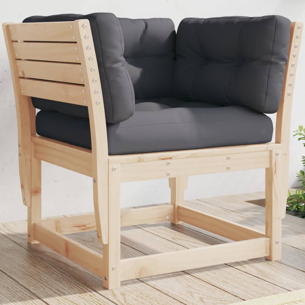 Solid Pine Garden Sofa with Cushions - Stylish Wood Armrest