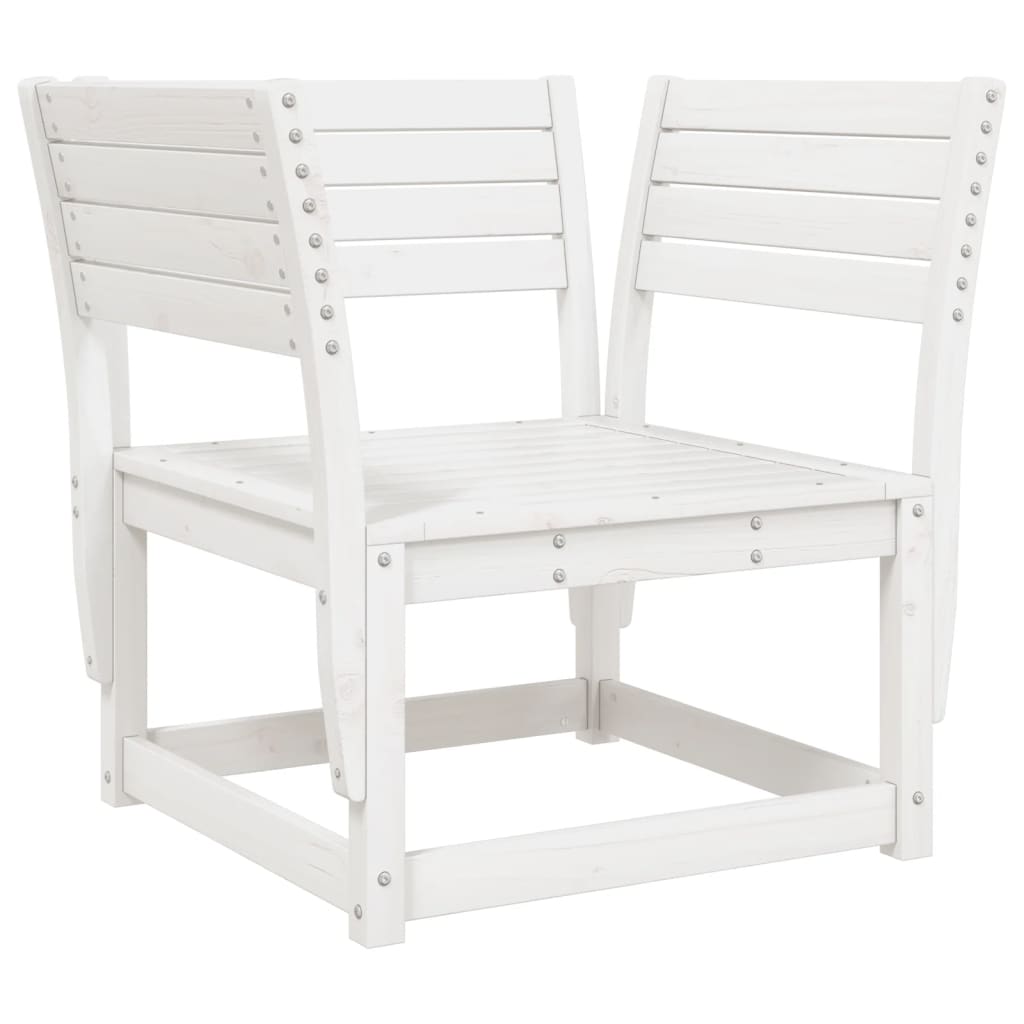 White Solid Wood Pine Garden Sofa with Cushions & Armrest