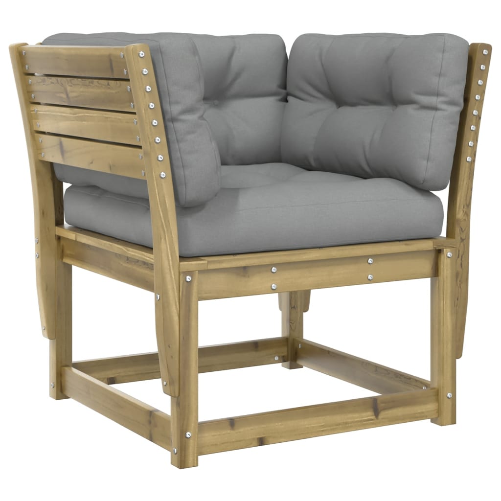Outdoor Garden Sofa with Cushions, Pine Wood Armrest, Weatherproof