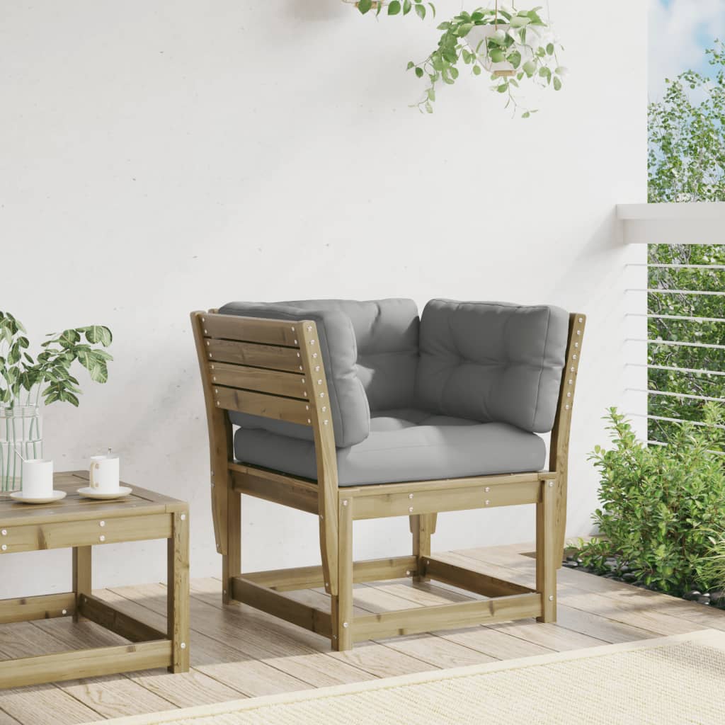Outdoor Garden Sofa with Cushions, Pine Wood Armrest, Weatherproof