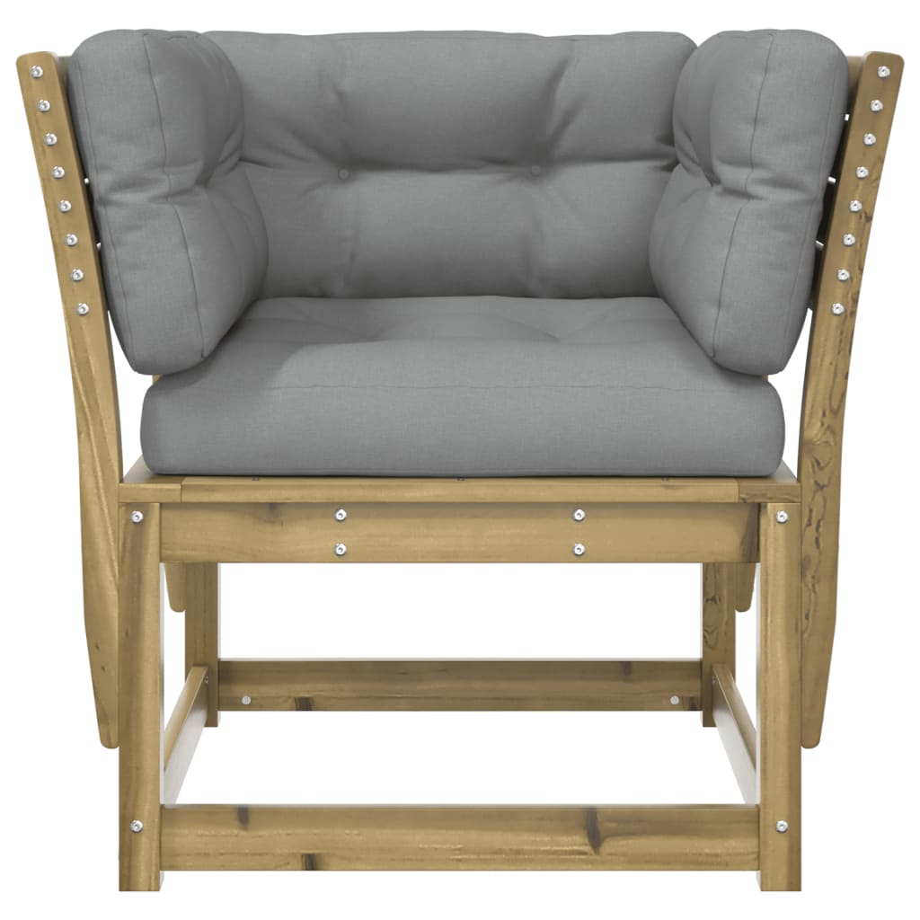 Outdoor Garden Sofa with Cushions, Pine Wood Armrest, Weatherproof