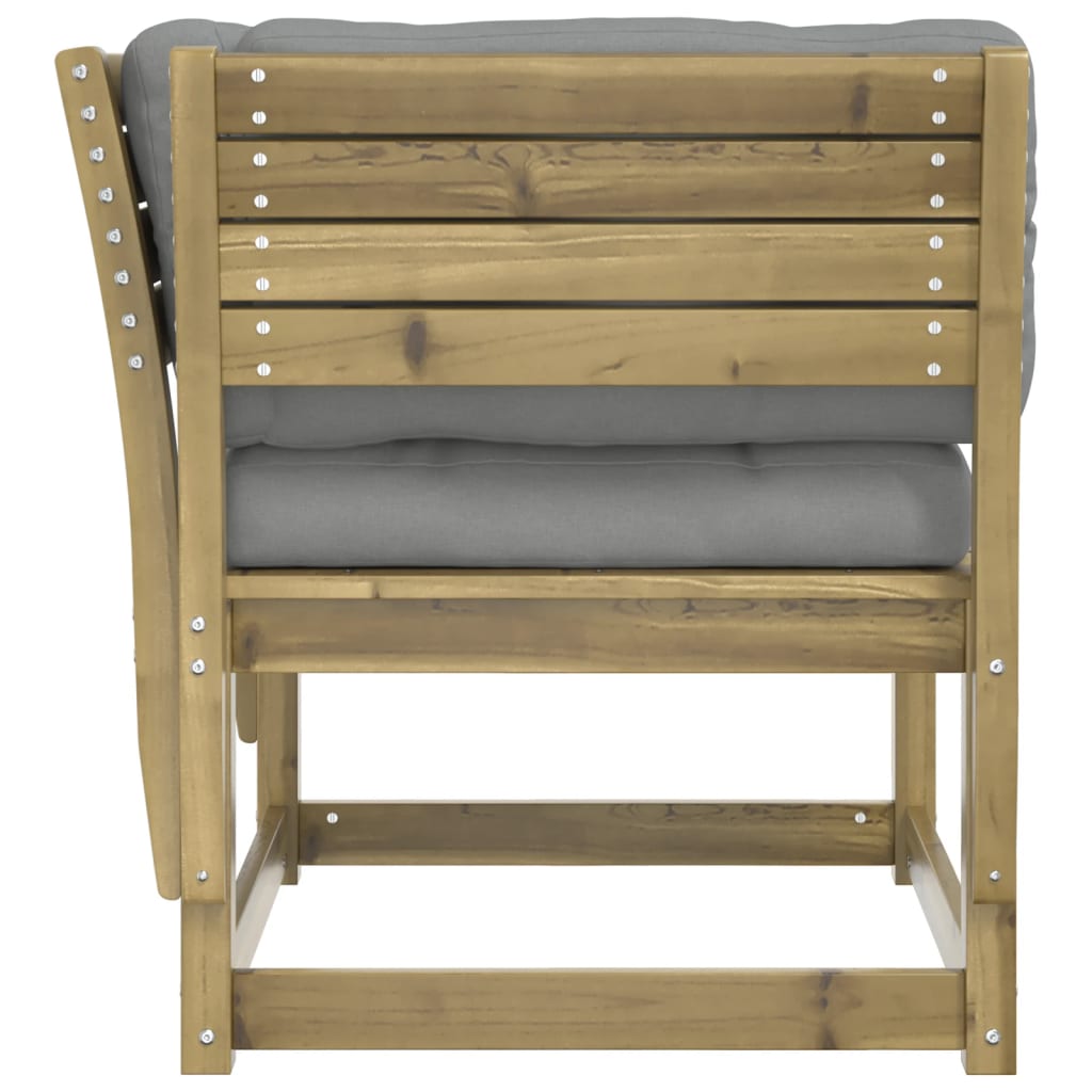 Outdoor Garden Sofa with Cushions, Pine Wood Armrest, Weatherproof