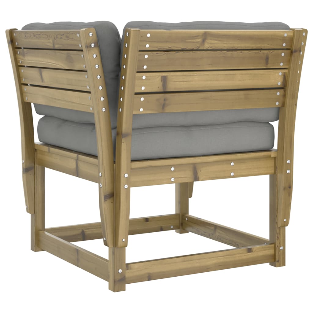 Outdoor Garden Sofa with Cushions, Pine Wood Armrest, Weatherproof