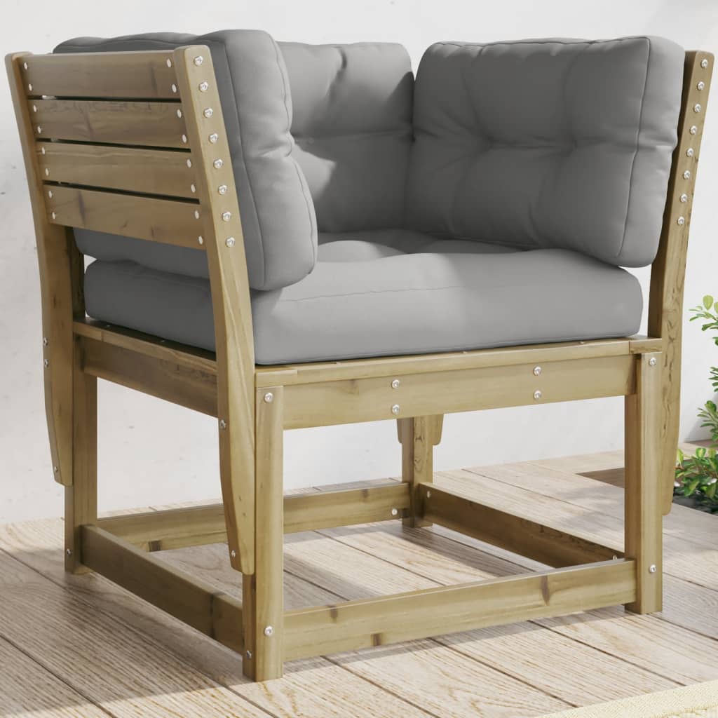 Outdoor Garden Sofa with Cushions, Pine Wood Armrest, Weatherproof