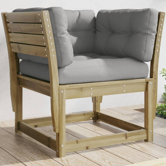 Outdoor Garden Sofa with Cushions, Pine Wood Armrest, Weatherproof