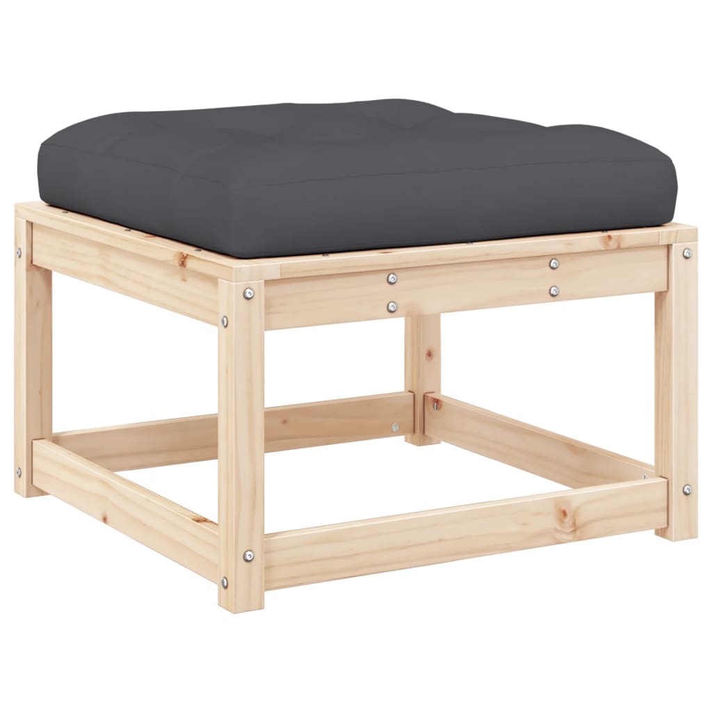 Solid Pine Wood Garden Footstool with Cushions - Stylish & Durable