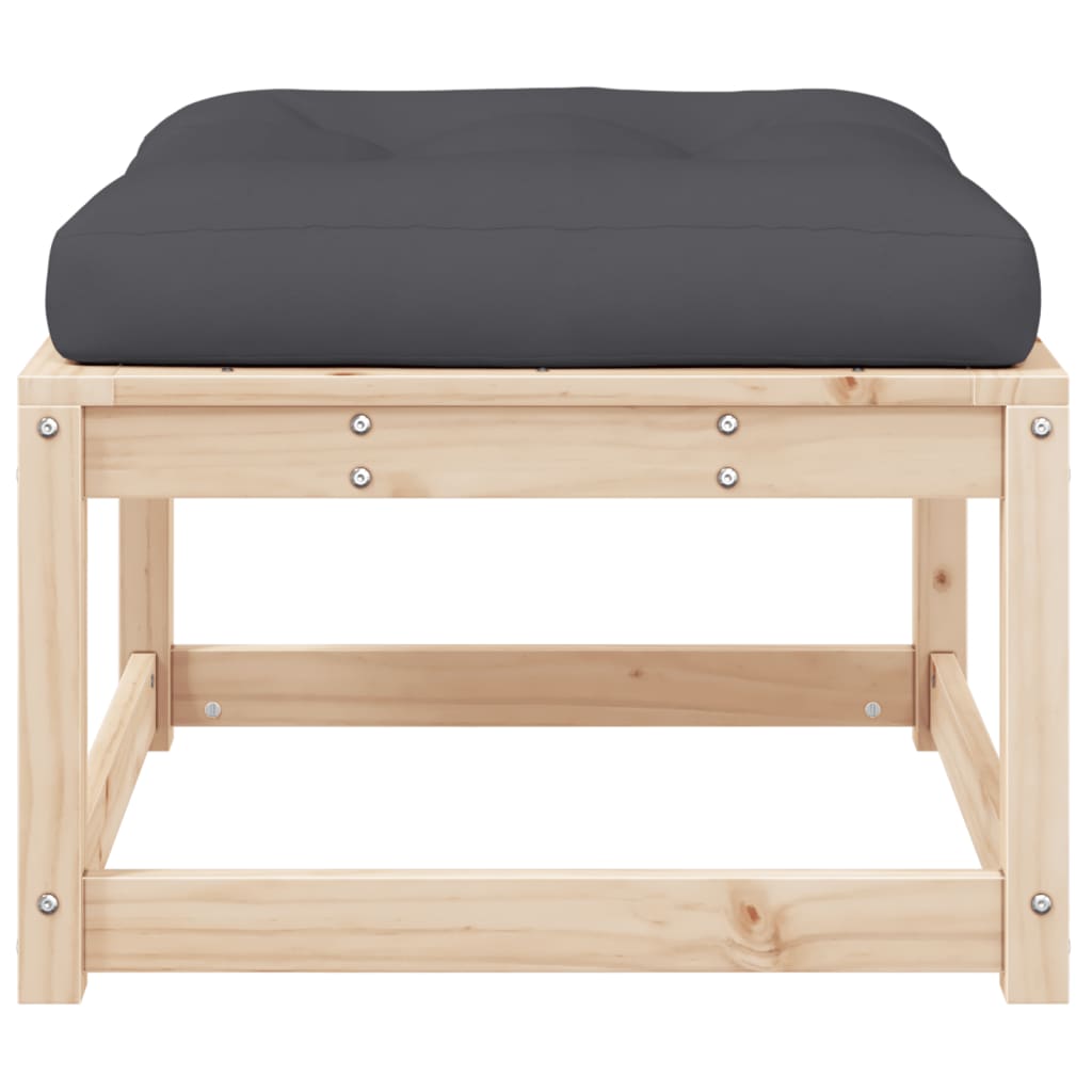 Solid Pine Wood Garden Footstool with Cushions - Stylish & Durable