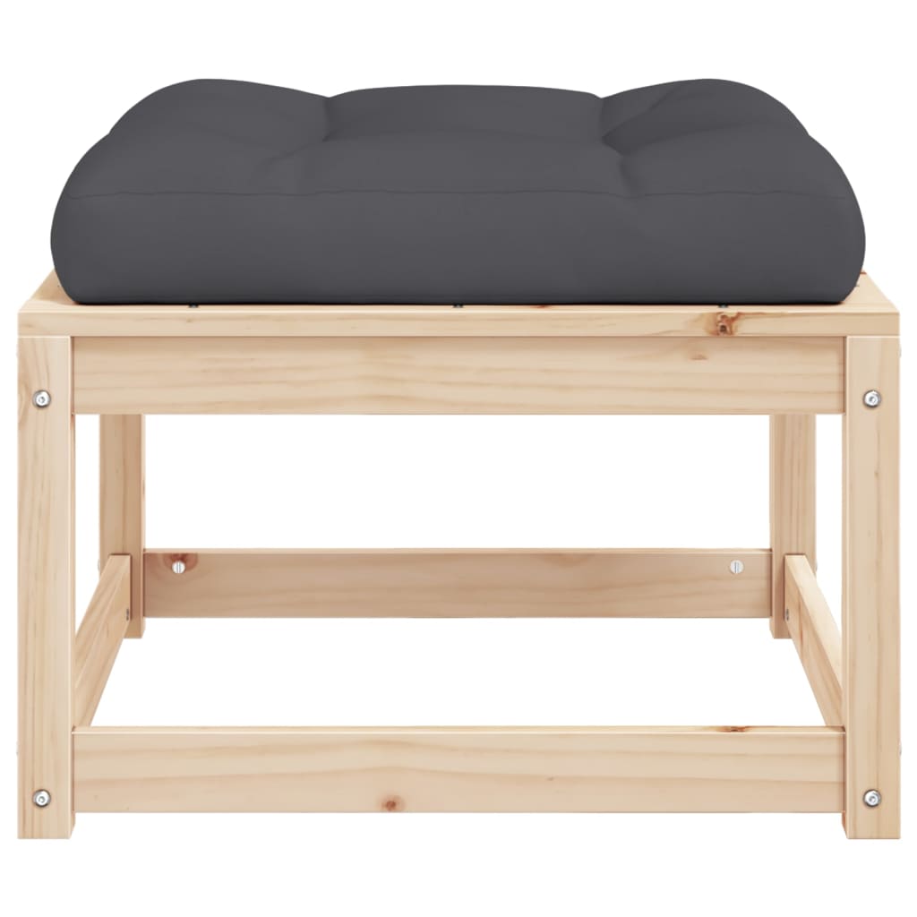 Solid Pine Wood Garden Footstool with Cushions - Stylish & Durable