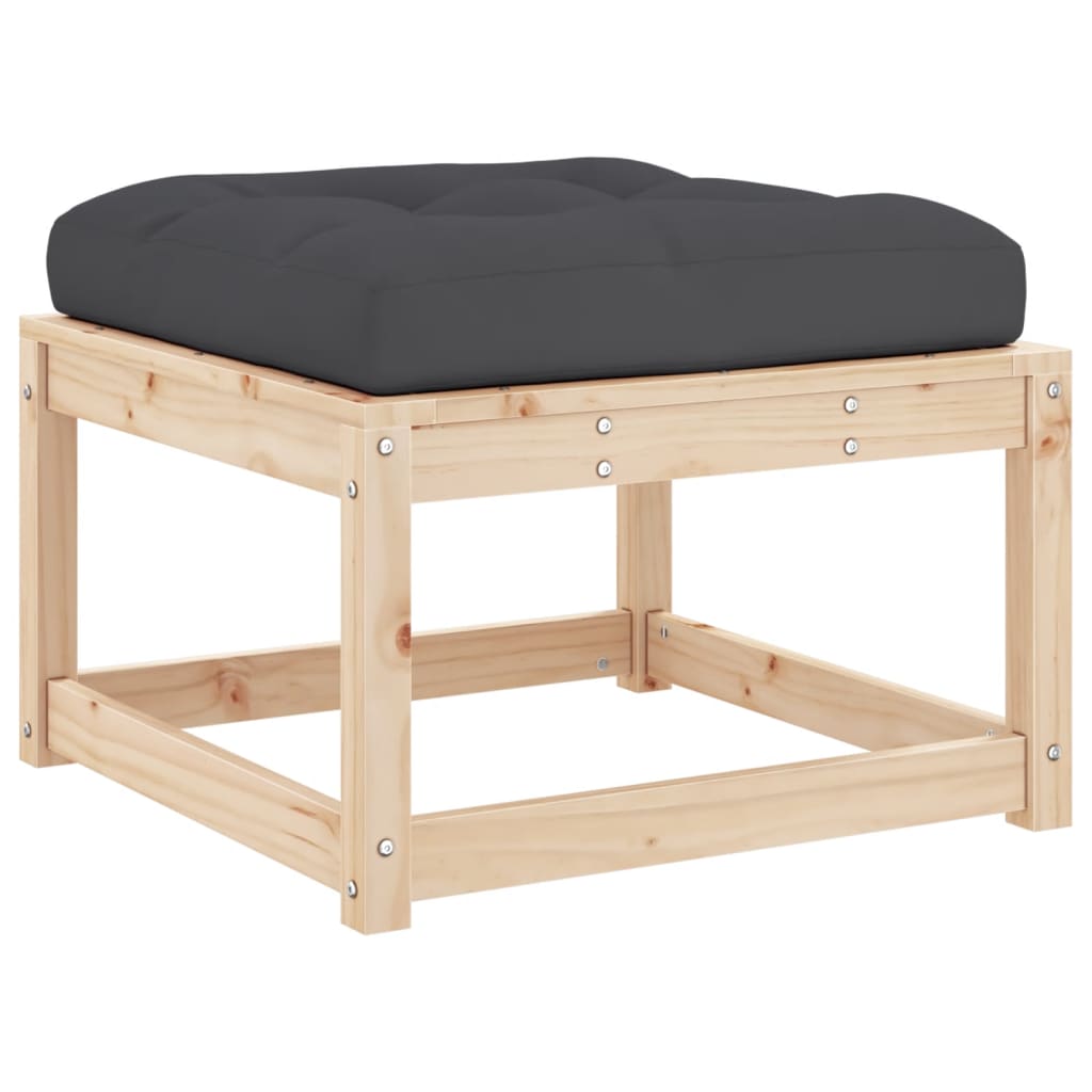 Solid Pine Wood Garden Footstool with Cushions - Stylish & Durable