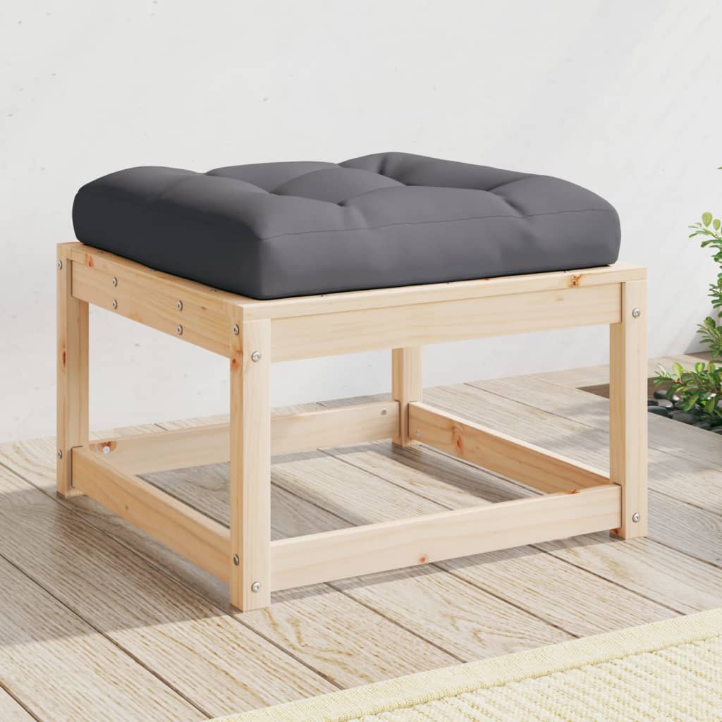 Solid Pine Wood Garden Footstool with Cushions - Stylish & Durable