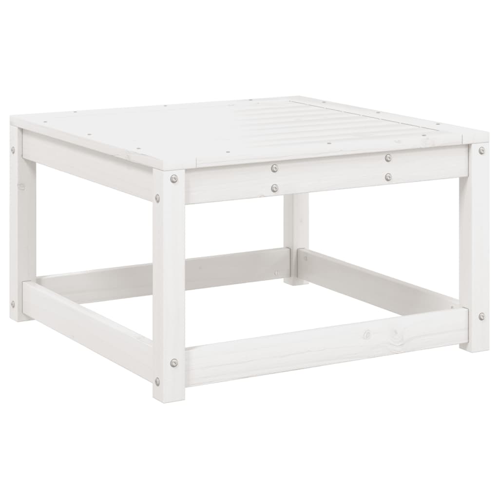 White Solid Pine Garden Footstool with Cushions - Outdoor Comfort