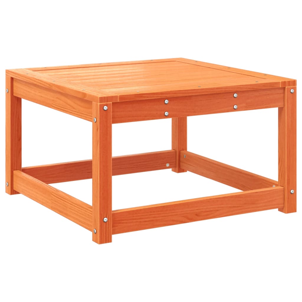 Wax Brown Solid Wood Pine Garden Footstool with Cushions
