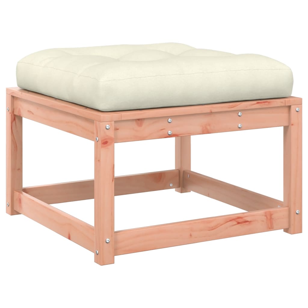 Solid Wood Garden Footstool with Cushions - Douglas Finish