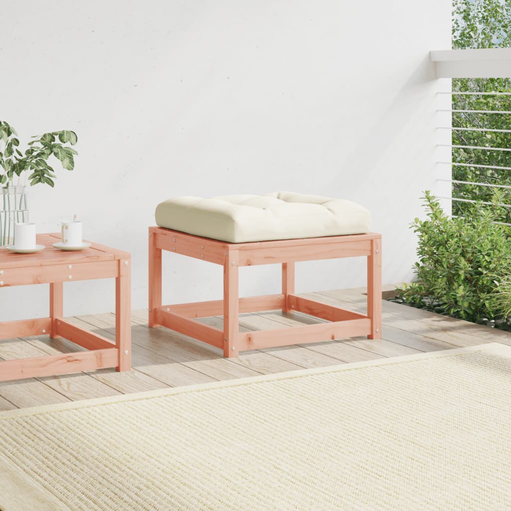 Solid Wood Garden Footstool with Cushions - Douglas Finish