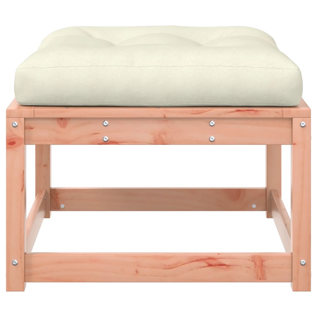Solid Wood Garden Footstool with Cushions - Douglas Finish