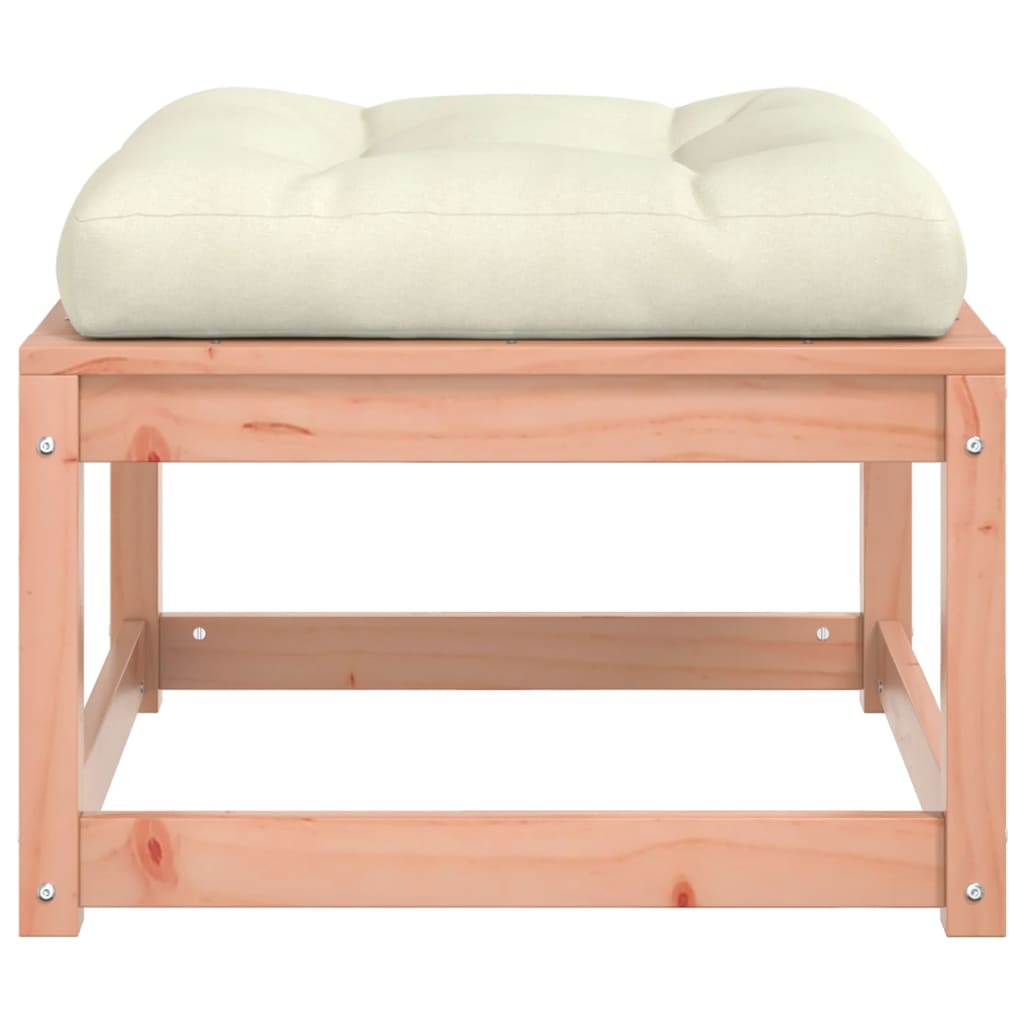 Solid Wood Garden Footstool with Cushions - Douglas Finish