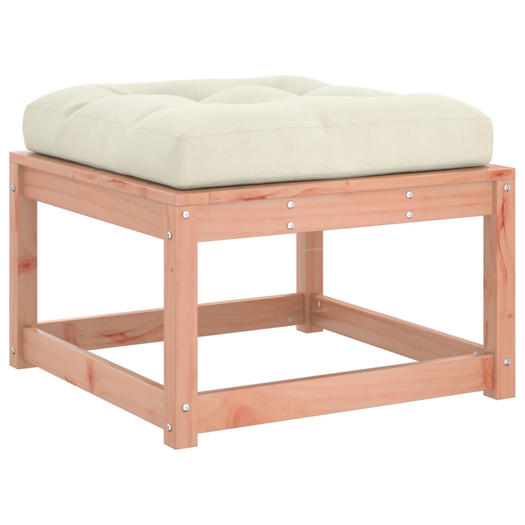 Solid Wood Garden Footstool with Cushions - Douglas Finish