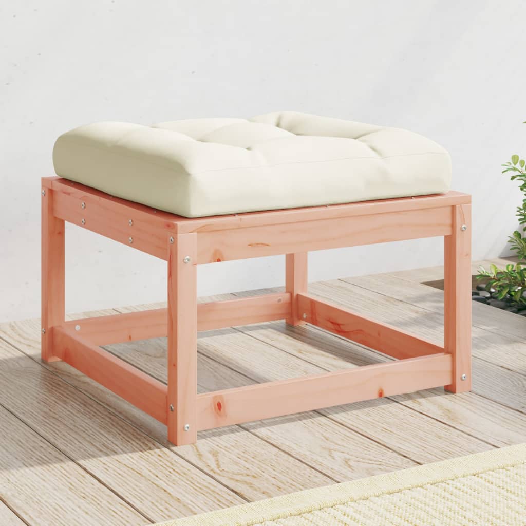 Solid Wood Garden Footstool with Cushions - Douglas Finish