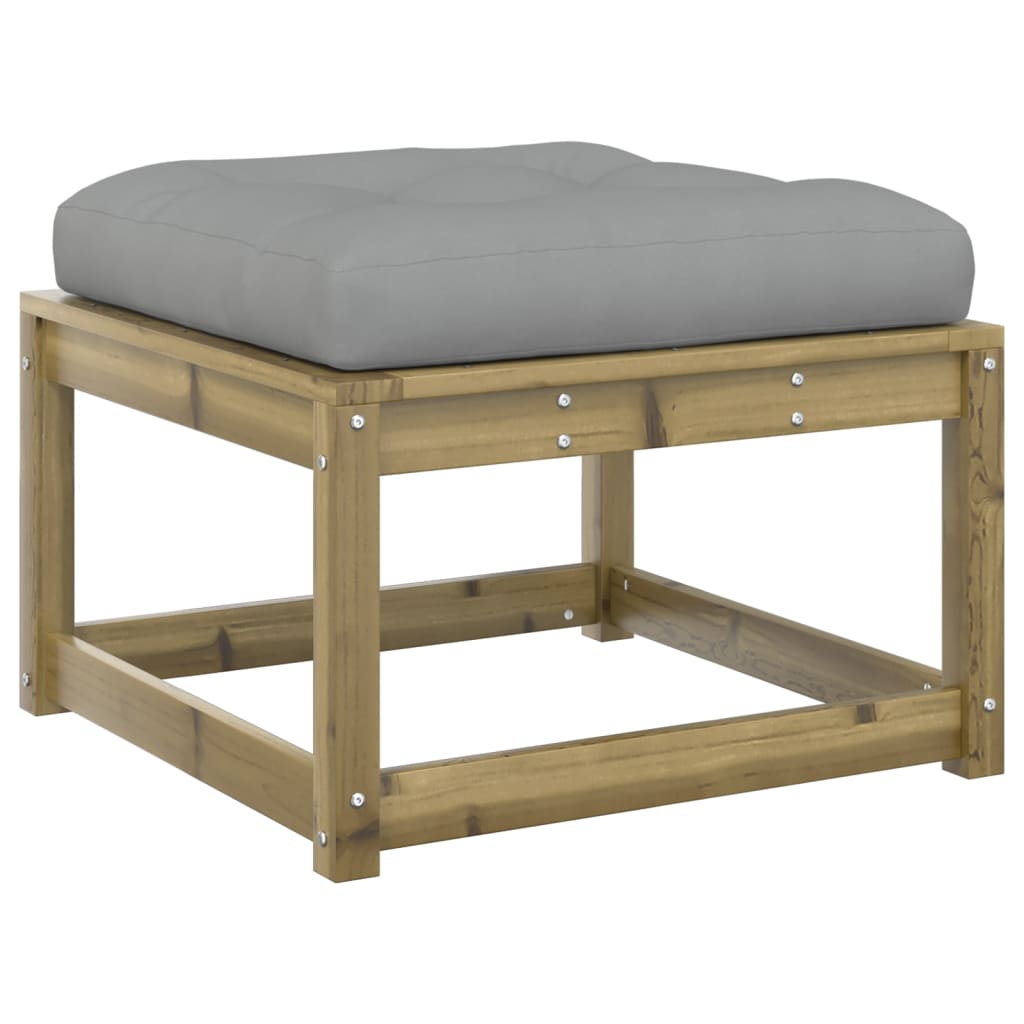 Pine Wood Garden Footstool with Cushions - Durable & Stylish