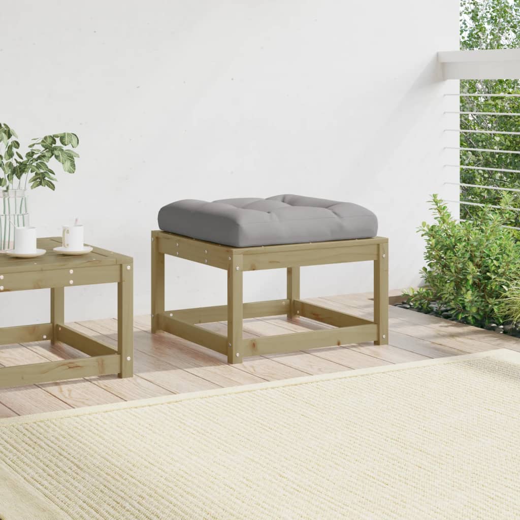Pine Wood Garden Footstool with Cushions - Durable & Stylish