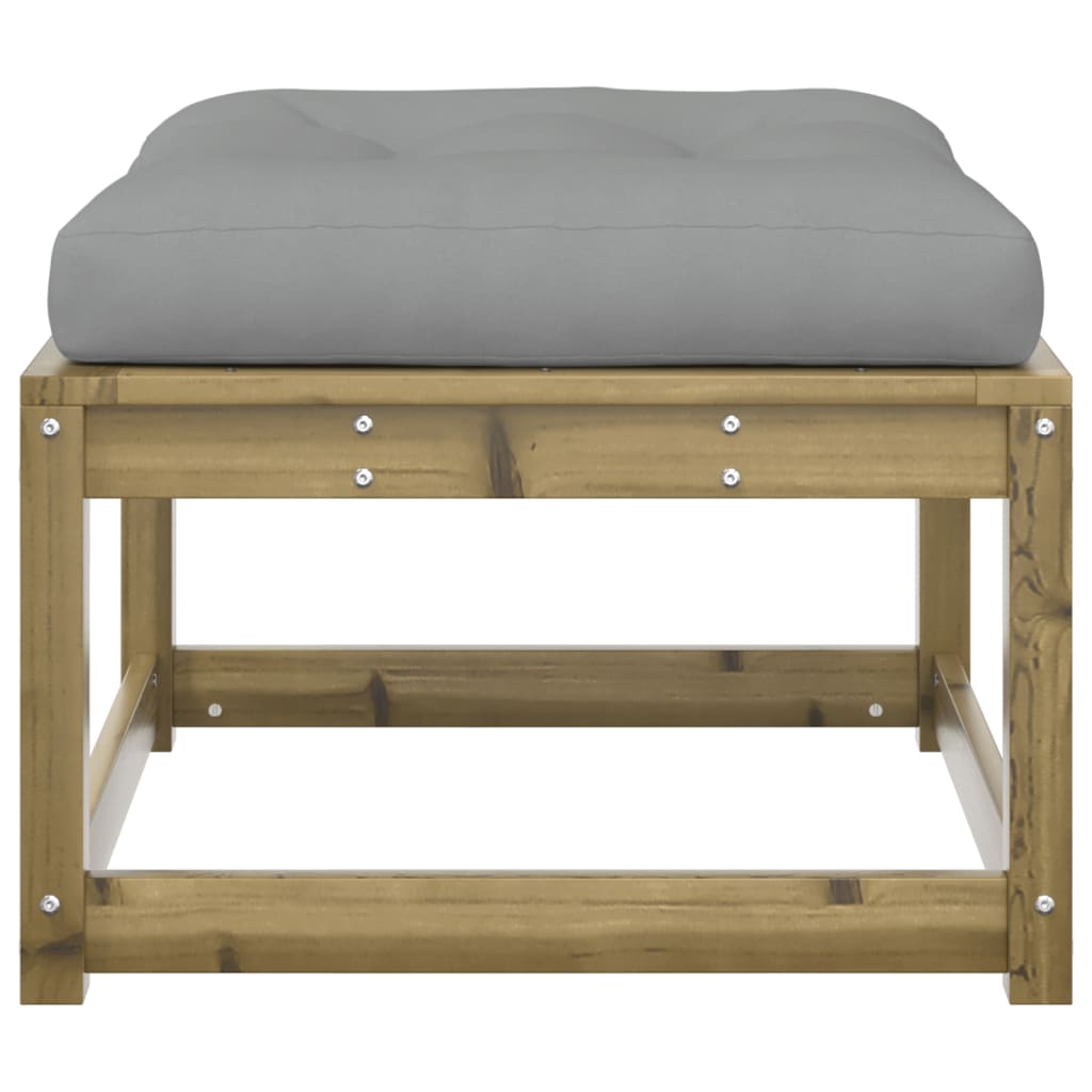 Pine Wood Garden Footstool with Cushions - Durable & Stylish