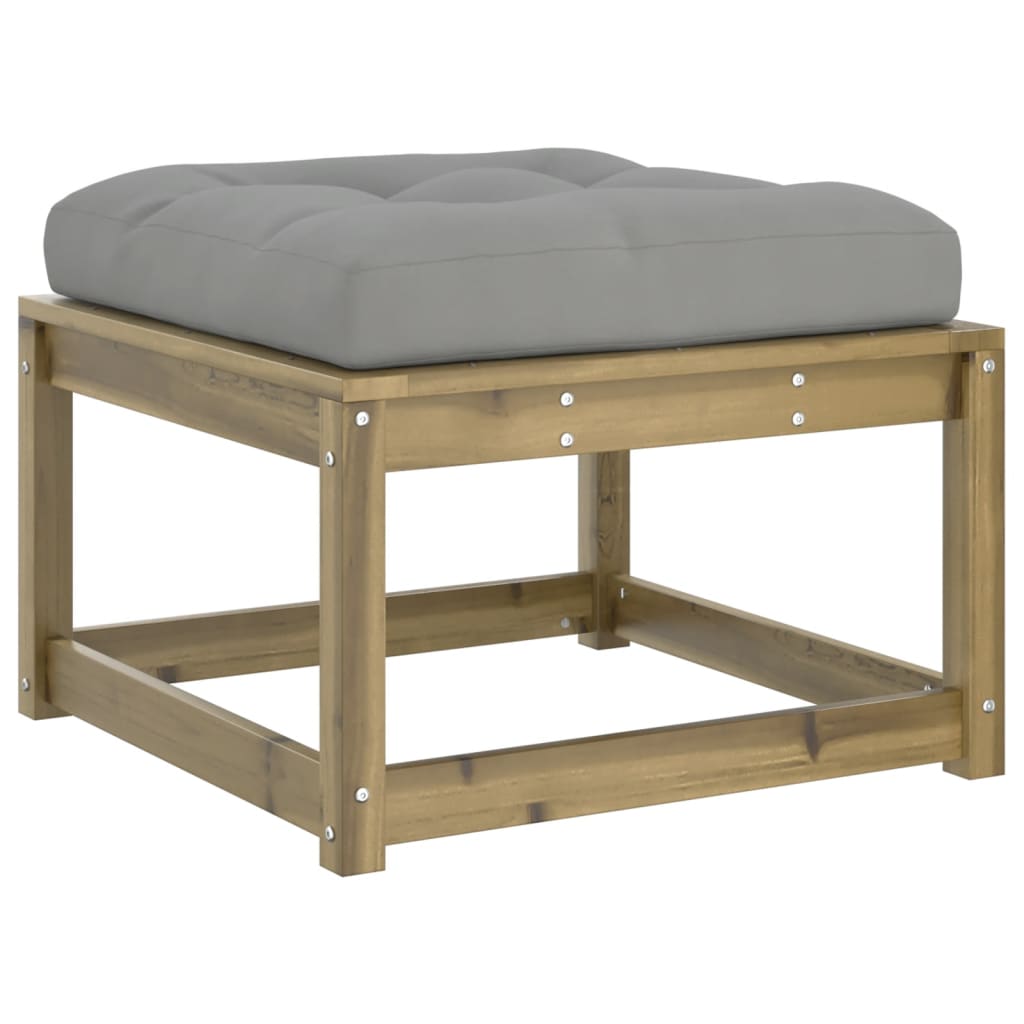 Pine Wood Garden Footstool with Cushions - Durable & Stylish