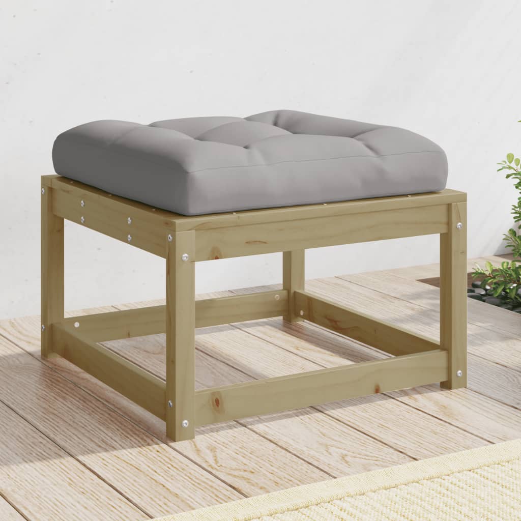 Pine Wood Garden Footstool with Cushions - Durable & Stylish
