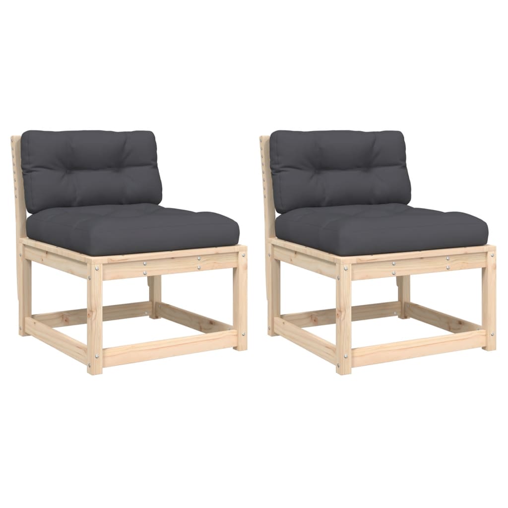 Solid Pine Garden Sofas 2pcs with Cushions - Durable Outdoor Seating