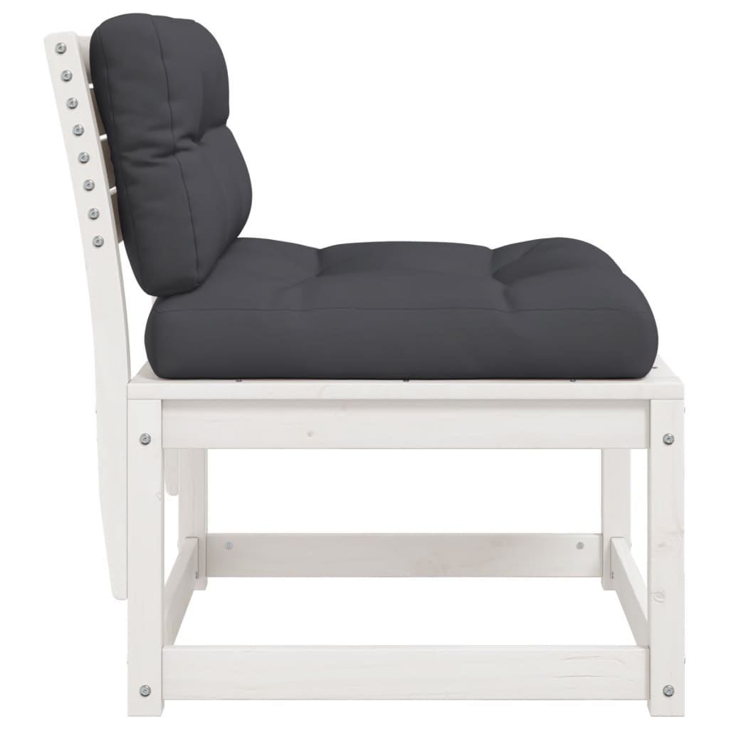 White Solid Pine Garden Sofas with Cushions - 2pc Set