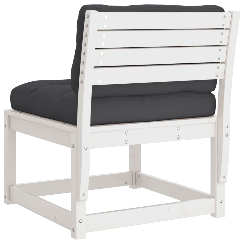 White Solid Pine Garden Sofas with Cushions - 2pc Set